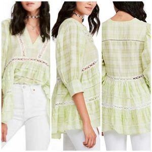 NEW NWT Free People Time Out Lace Tunic Green 💚
